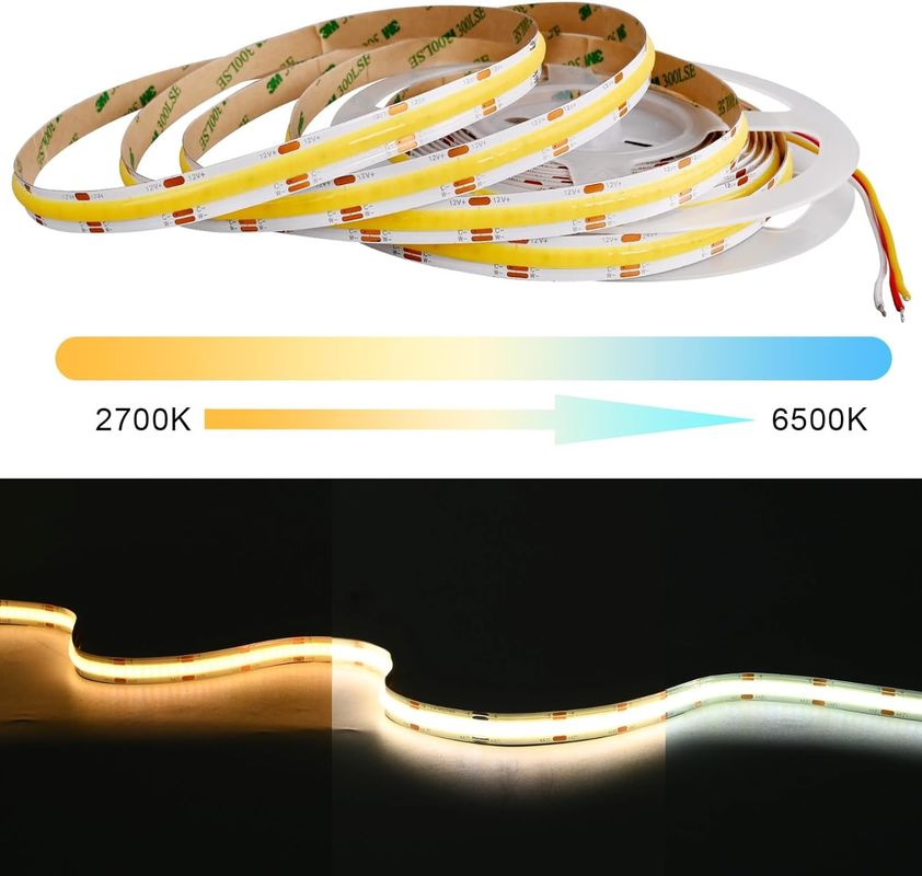 560LED COB LED Şerit 90 CRI CCT Esnek COB 3M Adaptör ve Mini RF Denetleyicisiyle
