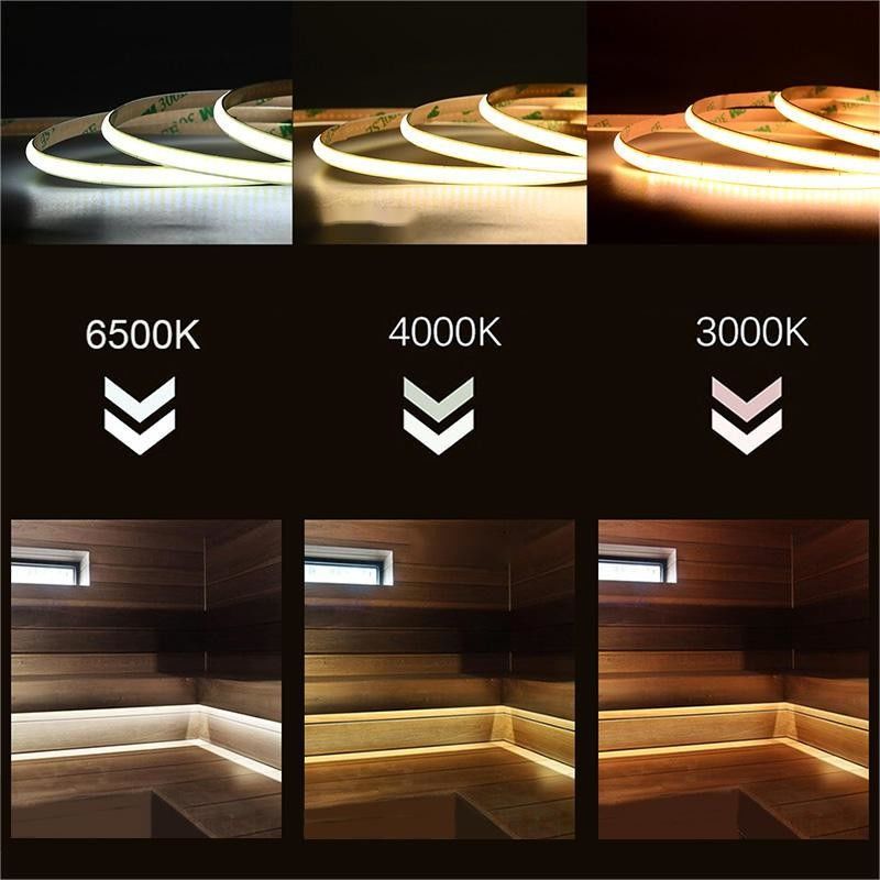 300LED'ler Buhar Dayanıklı Ayarlanabilir 90Ra Voltajsız COB LED Çubuğu Ev Işığı için 4cm Kesme Uzunluğu