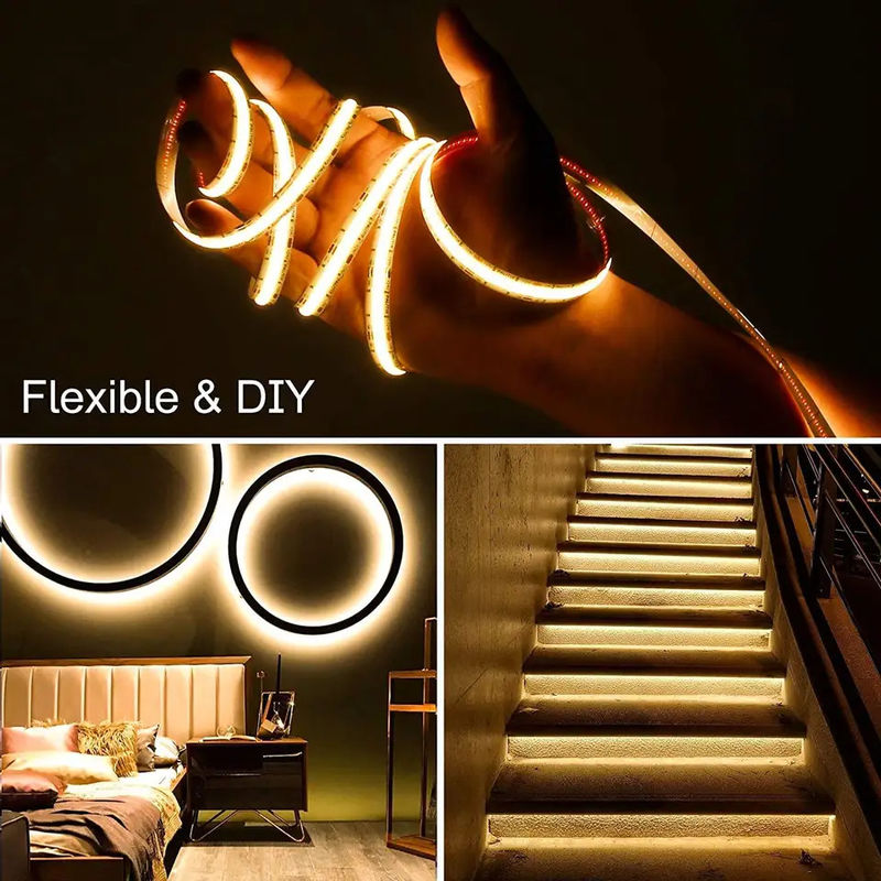 300LED'ler Buhar Dayanıklı Ayarlanabilir 90Ra Voltajsız COB LED Çubuğu Ev Işığı için 4cm Kesme Uzunluğu