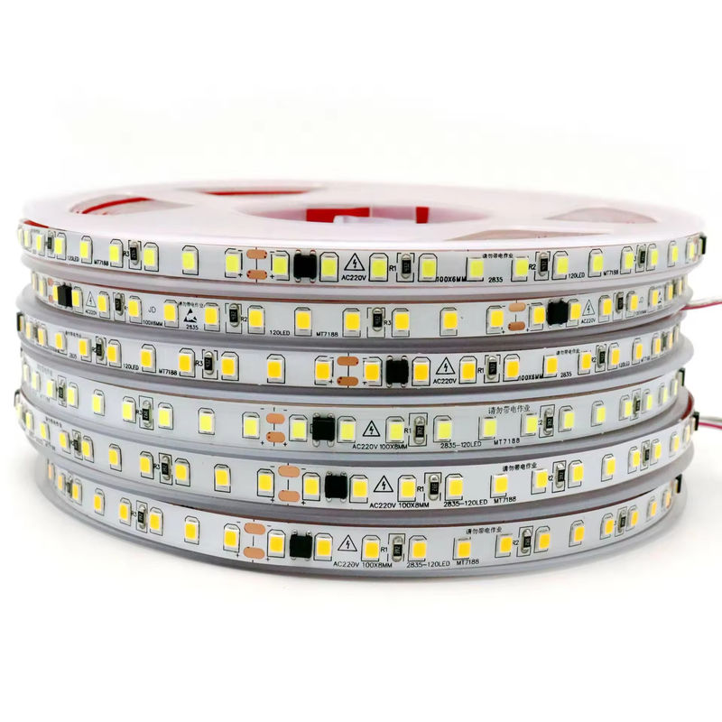 IP20 2835 220v LED Işık Çubuğu Yüksek Voltaj 8MM 120led/M 240led/M Yüksek Parlaklık 2835 Avrupa'da Kendine Yapışkan