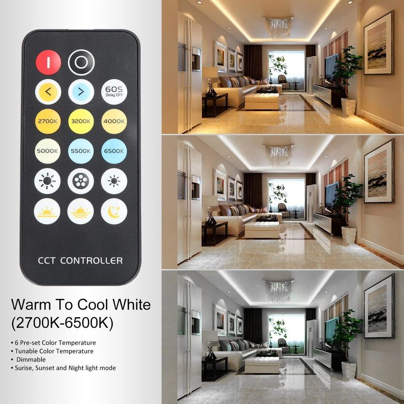 COB LED Çizgi Işıkları CCT (2700K-6500K Düzenlenebilir) 2M 560LEDs/m CRI90 Led Teyp Light Kit