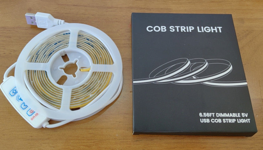 Yeni model DC5V COB LED Şerit Işıkları 2M 300LEDs/m CRI90 USB Led Teyp Işık kutusu Ev için kutu paketli LED şeritli kit