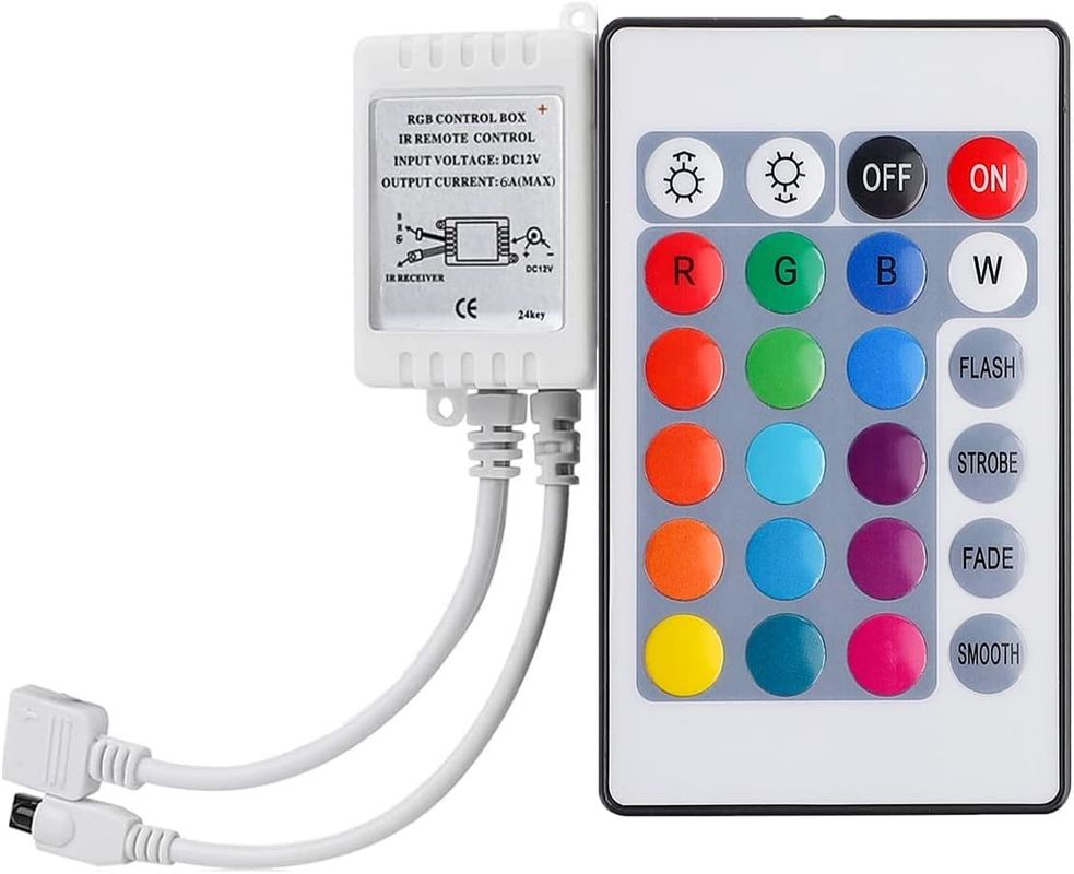 120 derece ışın açısı RGB LED şerit 5M SMD5050 24 tuş IR denetleyici Dimmable şerit