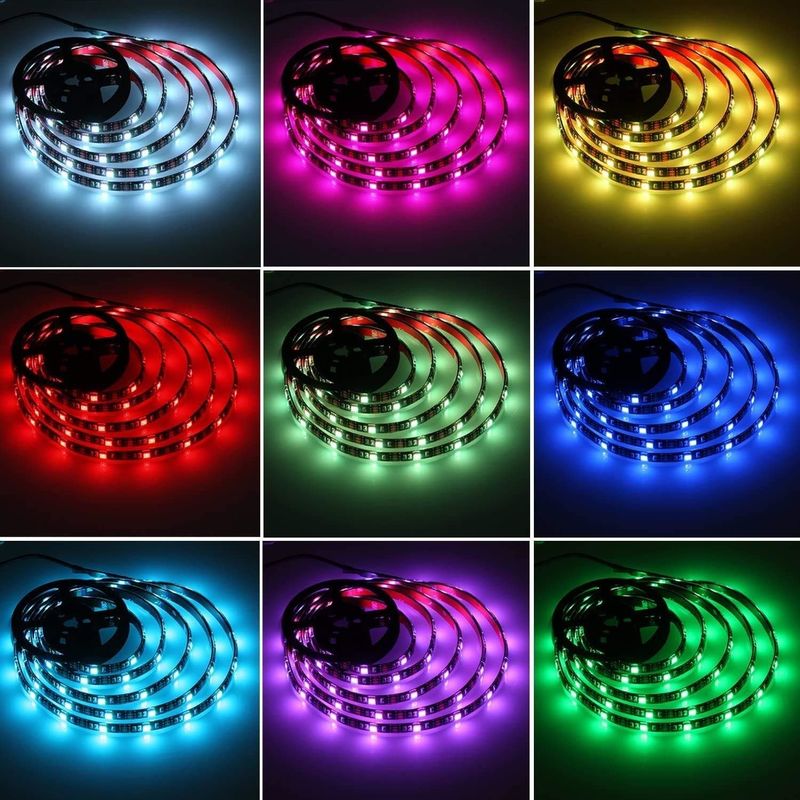 120 derece ışın açısı RGB LED şerit 5M SMD5050 24 tuş IR denetleyici Dimmable şerit