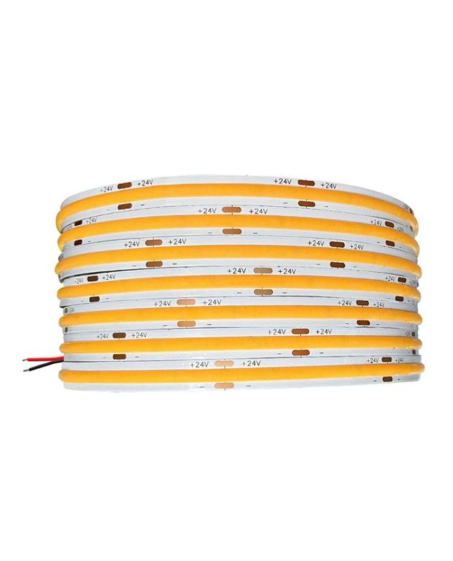 Yüksek CRI DC24V COB480 lambaları 5m/roll RA90 kabuklu şerit iç mekan dış dekorasyon için su geçirmez profilli COB şerit