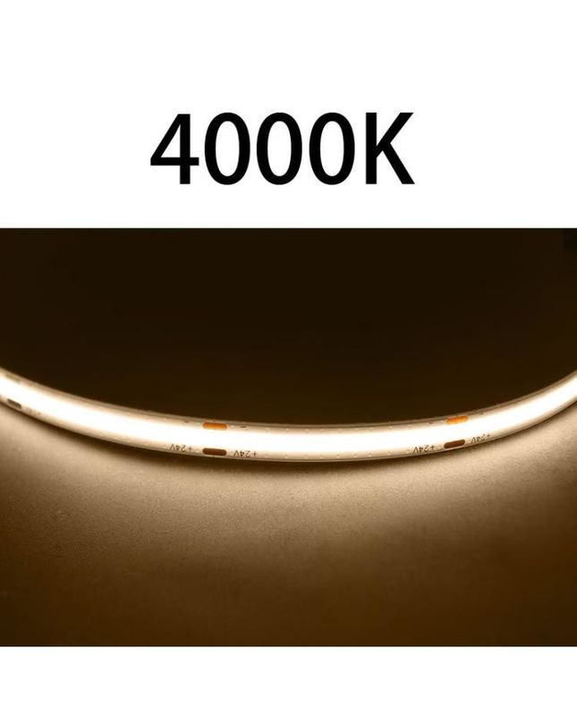 Yüksek CRI DC24V COB480 lambaları 5m/roll RA90 kabuklu şerit iç mekan dış dekorasyon için su geçirmez profilli COB şerit