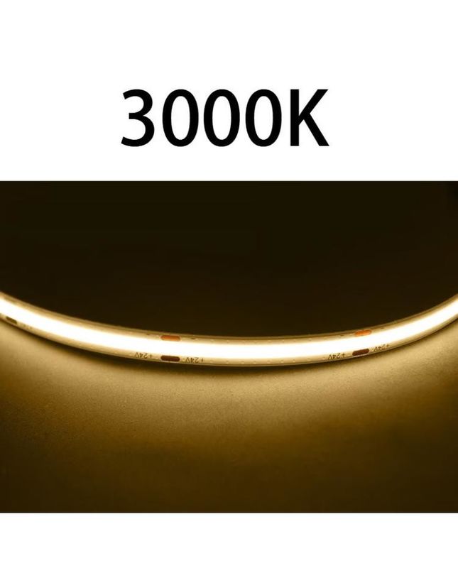 Yüksek CRI DC24V COB480 lambaları 5m/roll RA90 kabuklu şerit iç mekan dış dekorasyon için su geçirmez profilli COB şerit