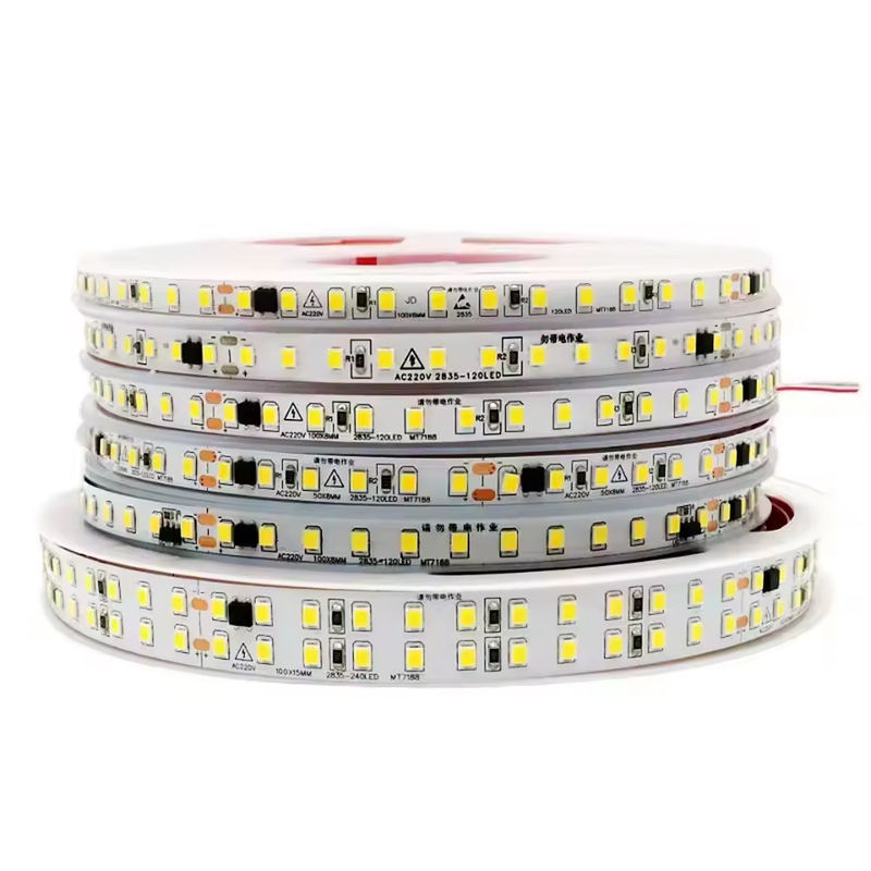 120LED / m Kapalı için esnek LED şeridi Sürücüye gerek yok CRI80 2835 SMD 8mm PCB Uzunluğu 5M/10M