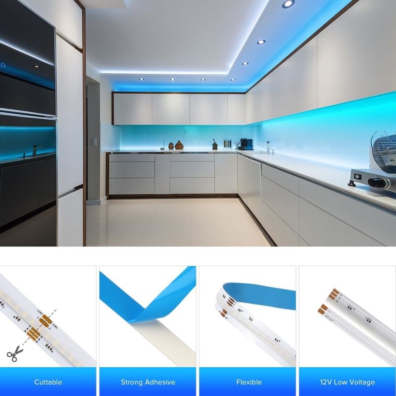 784 LED/m RGBW Chip COB LED şeritleri -20°C 60°C DC 24V Giriş Voltajı