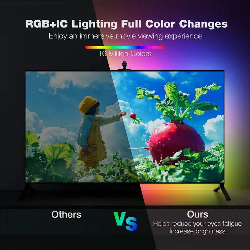65-75 inç Alexa Google Home Ambient Akıllı Uygulama Kamera RGBIC ile Wifi Immersion TV Arkaplanları