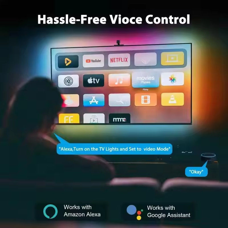 Ev Dekorasyonu 3.8M 5M USB IP20 TV LED Arkaplanları Müzikle WIFI TUYA Akıllı Ev APP Kontrolü