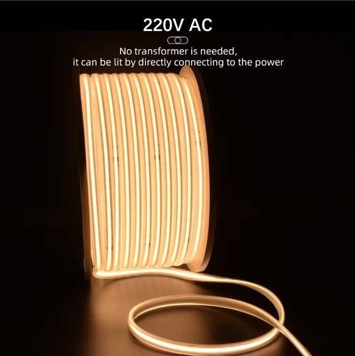 288LED yüksek voltajlı 110V 220V esnek COB LED şerit ışığı 2700K 3000K 4000K 6000K