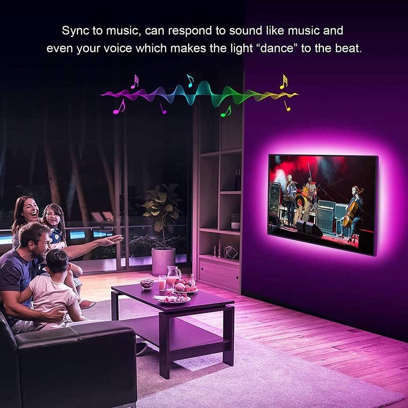 Dekorasyon için akıllı LED şeridi 12V 5V USB Kontrol Müzik Senkronizasyonu ve RGB Renk Sıcaklığı