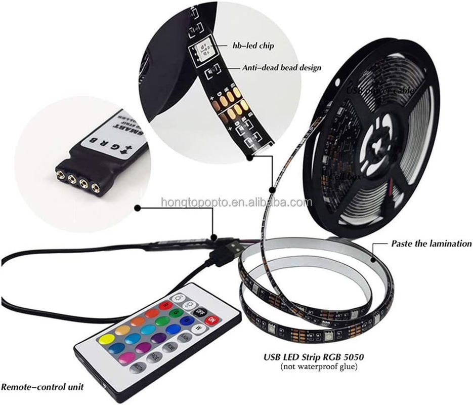 Dekorasyon için akıllı LED şeridi 12V 5V USB Kontrol Müzik Senkronizasyonu ve RGB Renk Sıcaklığı