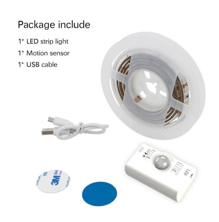 SMD2835 LED Çizgi Işık Hareket Algılayıcı 1m Uzunluk USB Şarj edilebilir Gün ve Gece Modu