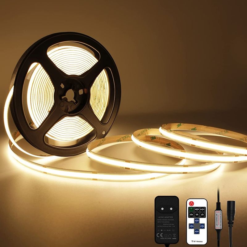 Özel Esnek 320 480 LED Dc 5v 10000 Lumen Sıcak Beyaz Rgb Fcob Cct Cob Led Şerit Işık Depo