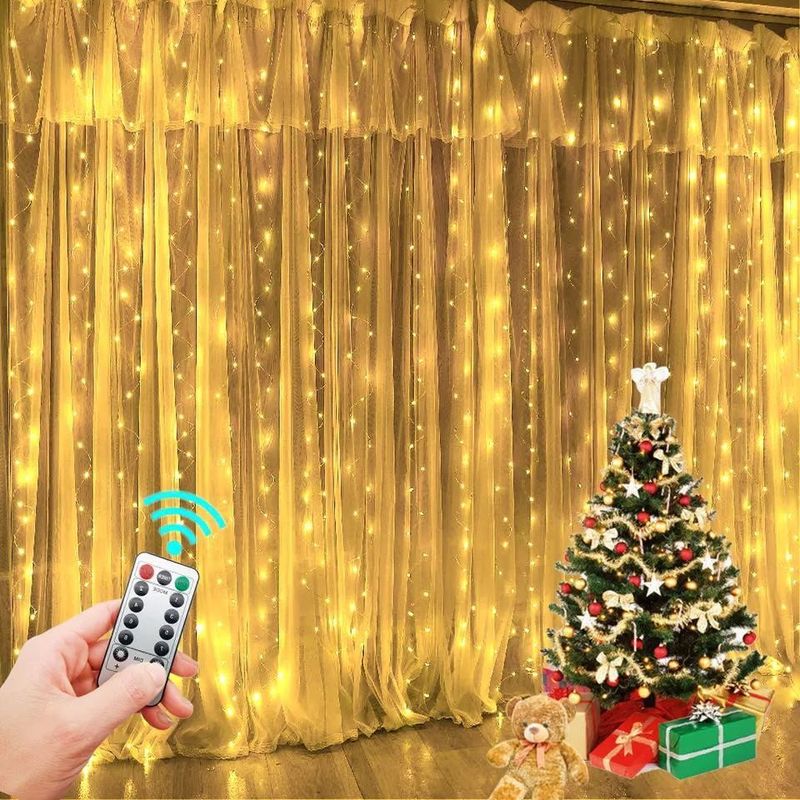 Yatak odası dekorasyonları için 3500K sıcak beyaz LED perde ışığı 3x2.4m 240d USB güç modları