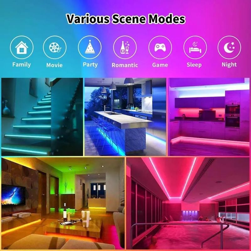 Uzun Sürekli Işıklama Su geçirmez IP65 30d/m 5050 RGB LED Işık Şeritleri uzaktan kumanda ile