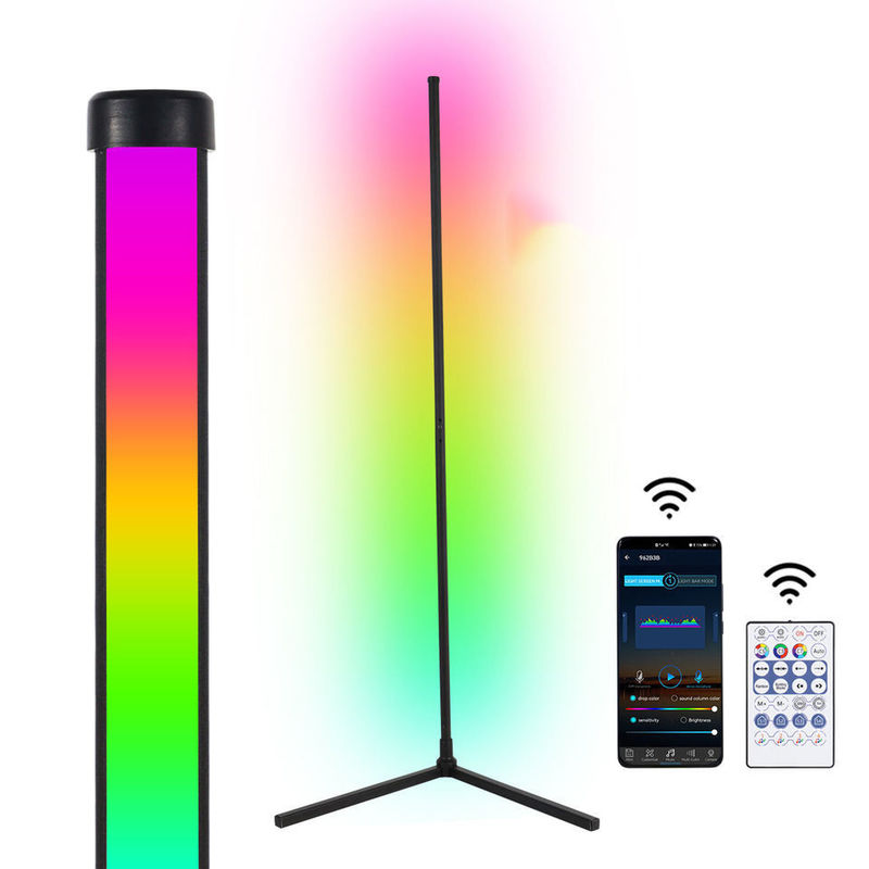 Ev Otel Işıklandırma RGB Renk Değişimi ve Metal Cam Gölgesi ile Dekoratif Yer Lampası