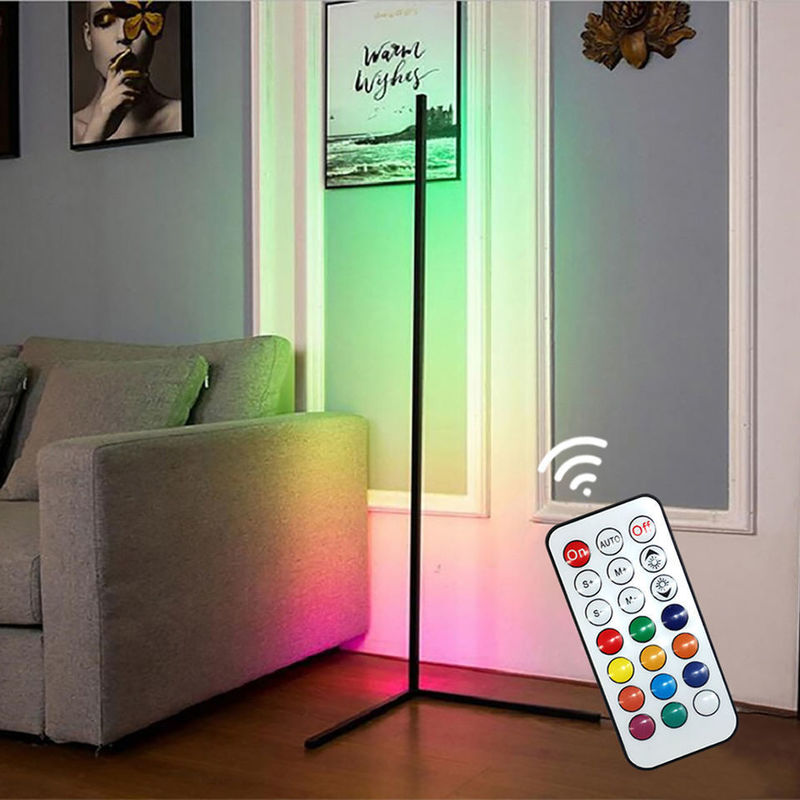 Ev Otel Işıklandırma RGB Renk Değişimi ve Metal Cam Gölgesi ile Dekoratif Yer Lampası