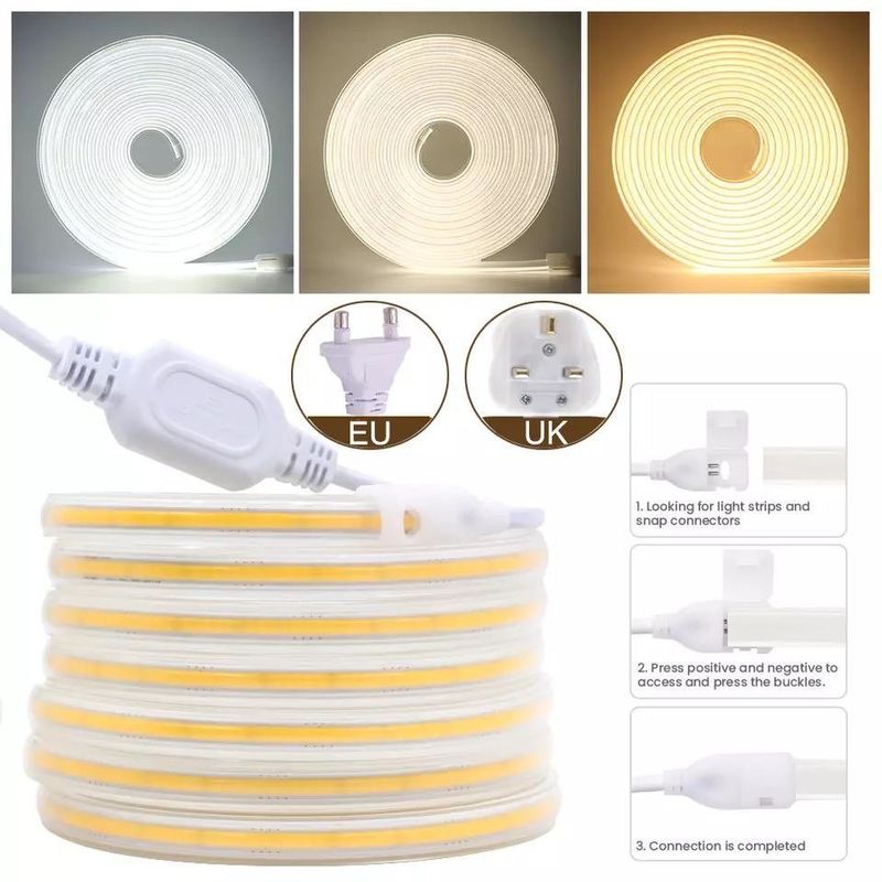 280 led / metre 12v 24v 220v Rgbw Cob Light Strip Cob Led Strip Uzunluğu 50metre/rol