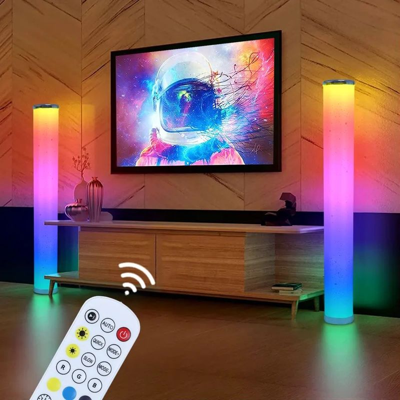 2024 Modern Silindir Rgb Renkli LED Çevre Işığı Uygulama Akıllı Atmosfer Yer Lampu