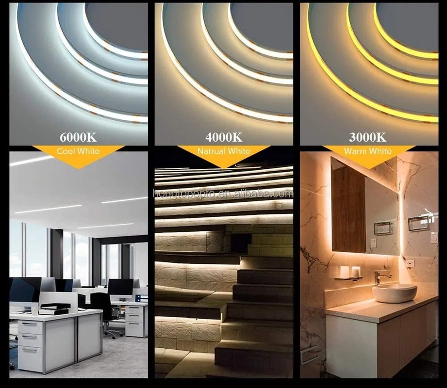 CE RoHS Onaylı Esnek Beyaz COB LED Şerit 3000K Renk Sıcaklığı