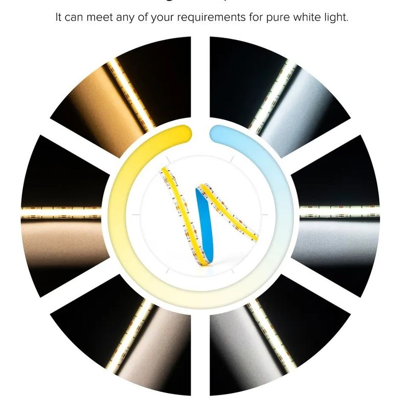 Düşürülebilir COB LED Şerit 12V 24V W WW 2700K 6000K Kabine Işığı için 5M 16.4ft Uzun
