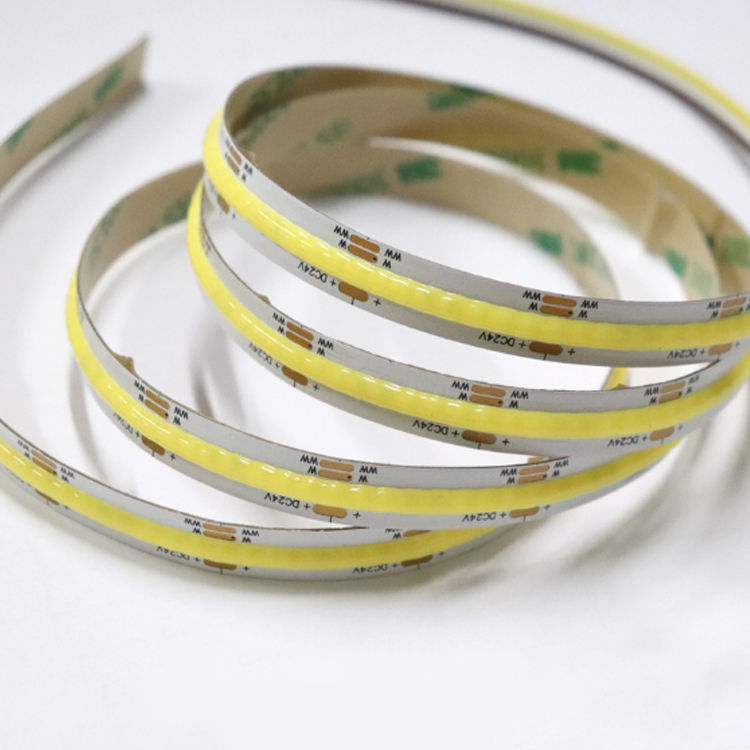 IP20 100lm 10W 24V FCOB Düzenlenebilir Beyaz RA90 560LEDS COB LED Şerit Damlı Daha kalın PCB