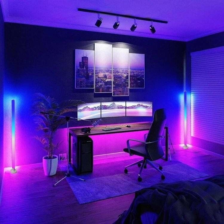 Modern Tasarım RGB Çok Renkli Oturma Odası Işık Standı Yer Lampası Adaptörü Sadece USB Plug