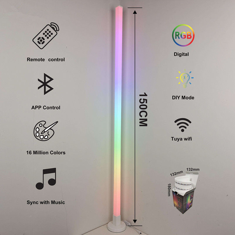 1800lm LED Renk Değişimi Çevre Köşe Işığı RGB Renkli Uzak Kumanda Yer Lampası