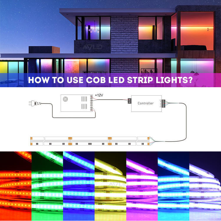 12v 24v 576LED'ler RGB Renk Sıcaklığı Cob Led Çizgi Işık CRI Ra 90 ile ayarlanabilir