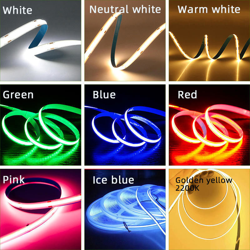 12V/24V Cob Led Şerit 320leds / m Rulo ile Rulo 5m / 10m / 20m / 50m Her 3 LED'de kesilebilir