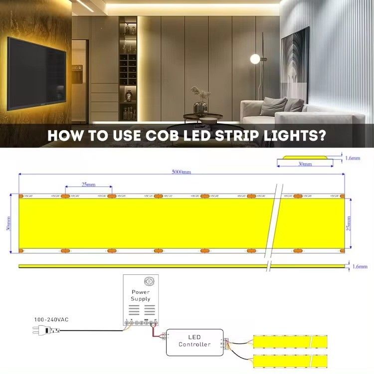 24v 30mm Esnek COB LED Çizgi Işığı Süper Geniş 5 Satırlı 1600LED ve CRI Ra 90