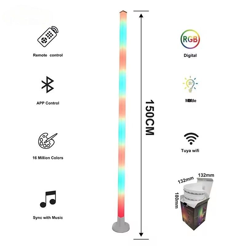 1.5M ASB Akıllı Ev LED şeridi IR uzaktan kumandalı ve zemin köşesi lambası için müzik RGBIC