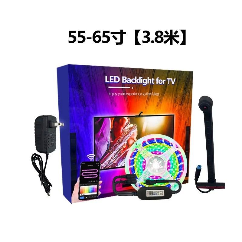 55-65 inç Alexa Google Home Ambient Akıllı Uygulama Wifi Immersion TV LED Arkaplanlar 3.8m 12.5ft ROLL Kamera ile