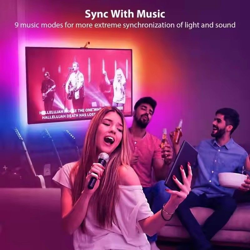 55-65 inç Alexa Google Home Ambient Akıllı Uygulama Wifi Immersion TV LED Arkaplanlar 3.8m 12.5ft ROLL Kamera ile