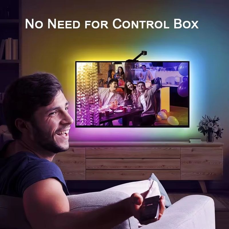 55-65 inç Alexa Google Home Ambient Akıllı Uygulama Wifi Immersion TV LED Arkaplanlar 3.8m 12.5ft ROLL Kamera ile