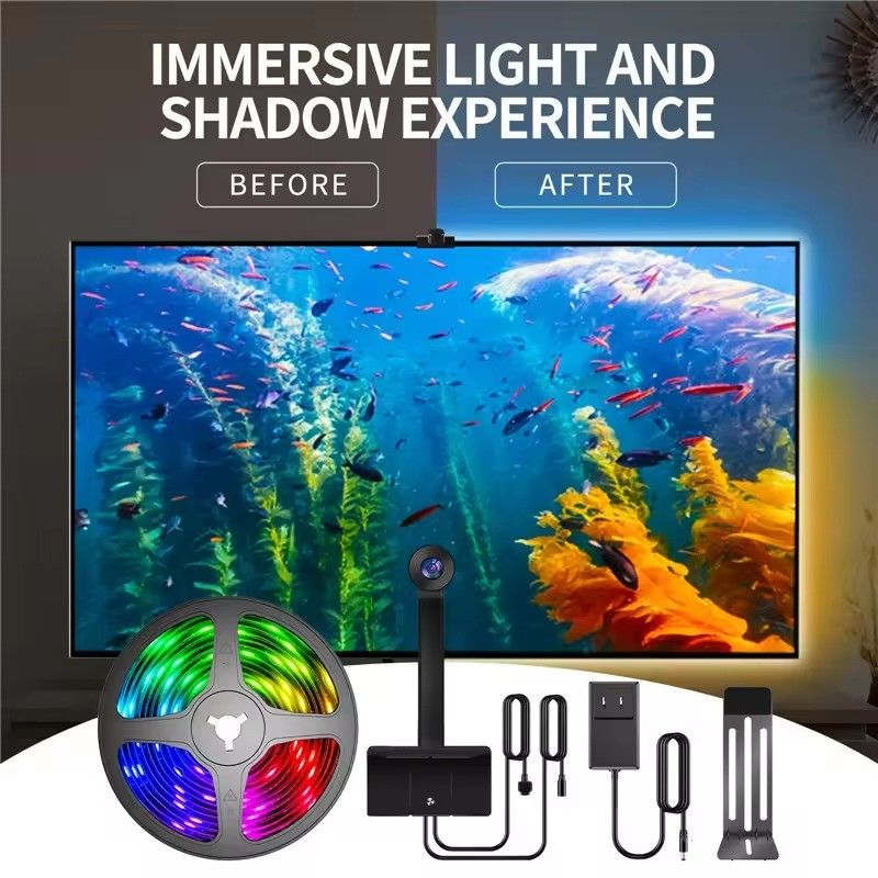 LED Tipi Smd5050 Led Chip Atmosphere 16.4ft LED Şerit Google TV için Ekrana Müzik Senkronize