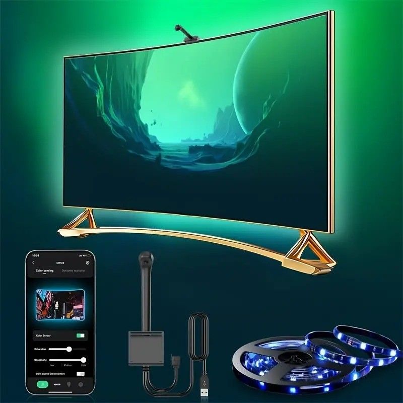 LED Tipi Smd5050 Led Chip Atmosphere 16.4ft LED Şerit Google TV için Ekrana Müzik Senkronize