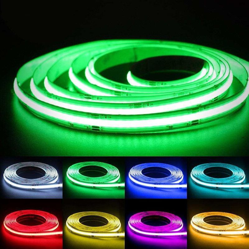 10mm PCB Genişi Esnek RGB COB LED Şerit Işık Işık Kaynağı LED Noktasız IP20 DC 12V