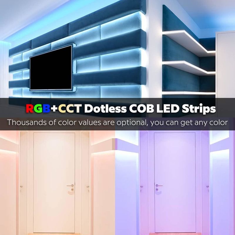 0.15kg 840 led 12mm genişliğinde RGBCCT DC24V COB dekoratif amaçlı LED şerit ışığı 3