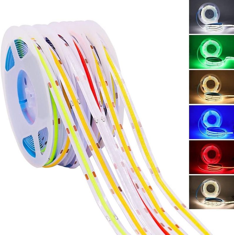 320LEDs/m 90Ra 5mm Genişliği 12V 24V Esnek COB LED Şerit Işığı 2700K 3000K 4000K 6000K