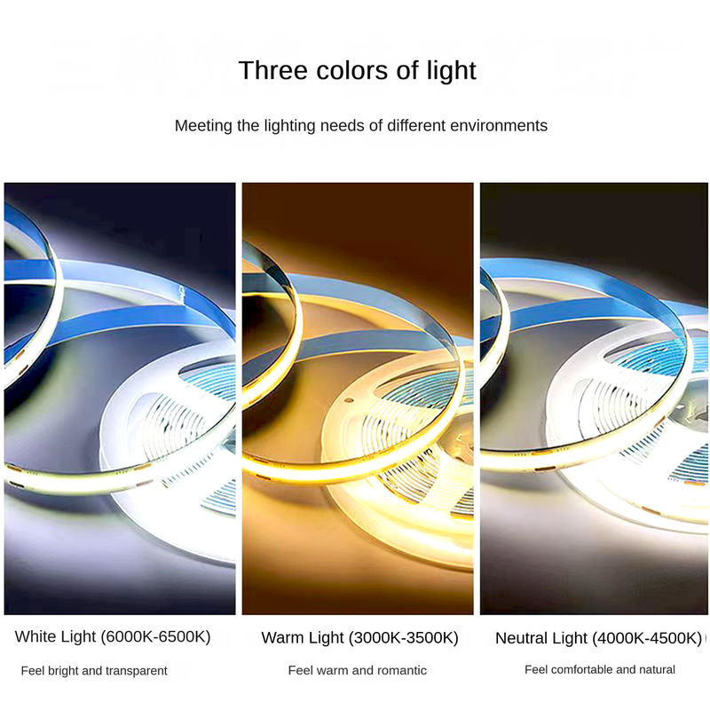 Yüksek CRI 90 COB LED Şerit Işığı 480leds/m 2700K 3000K 4000K 6000K Hiç Voltaj Düşüşü Yok