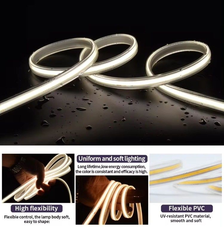 Yüksek Voltajlı Esnek COB LED Çizgi Işığı IP65 Su geçirmez 50M 100M bir makara başına 30000 Saat Yaşam Süresi ve 80 CRI ile