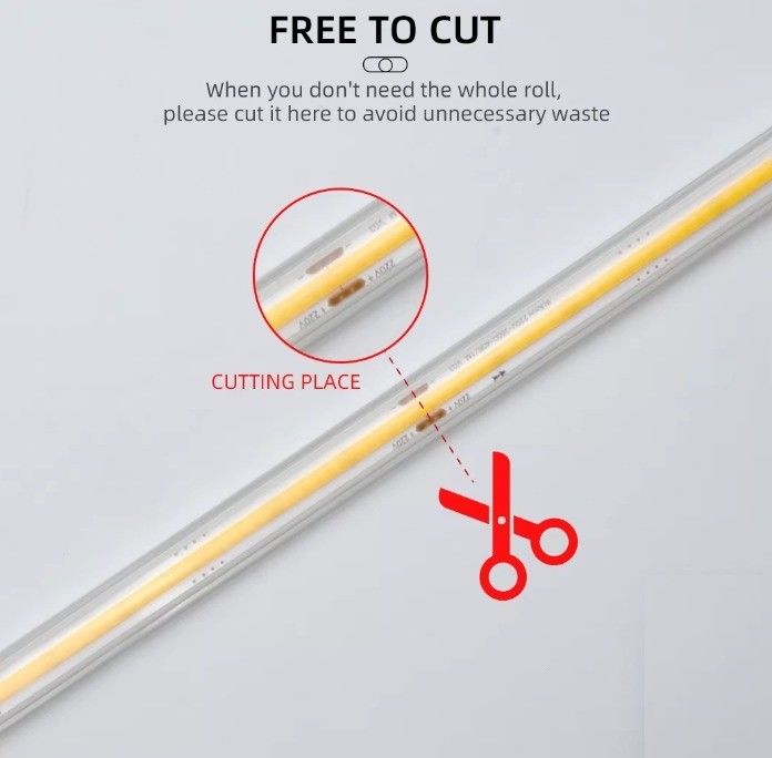 Yüksek Voltajlı COB LED Şerit 50m/roll 100m/roll DEFAULT Su geçirmez IP65 Dimmer Destek