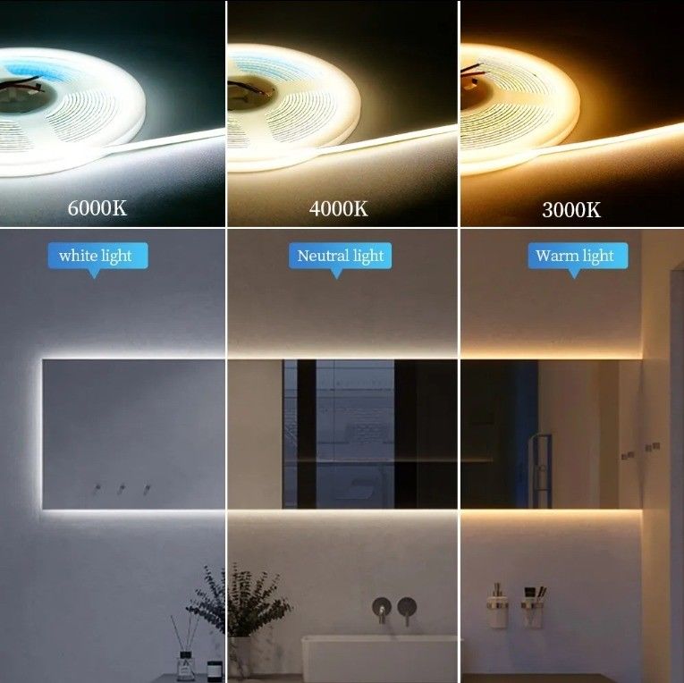 Uzun ömürlü COB LED Şerit Işığı 3mm Ultra Slim 400Leds / m Beyaz COB Teyp 50000 Saat İdeal